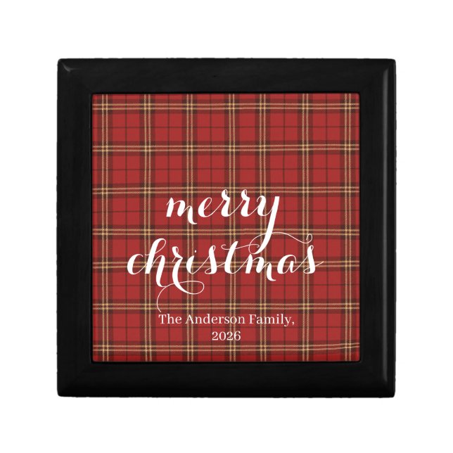 Classic Plaid Merry Christmas Festive -  Gift Box (Front)