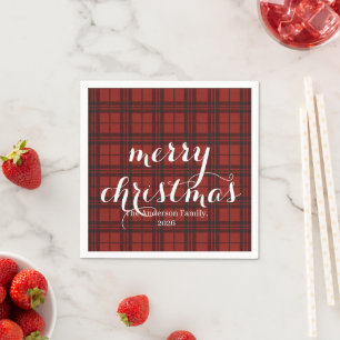 Classic Plaid Merry Christmas Festive -  Napkins