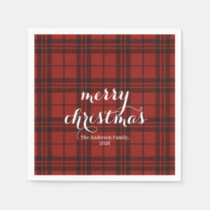Classic Plaid Merry Christmas Festive -  Napkins