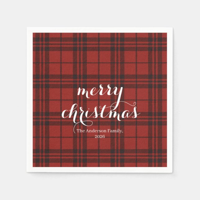 Classic Plaid Merry Christmas Festive -  Napkins (Front)