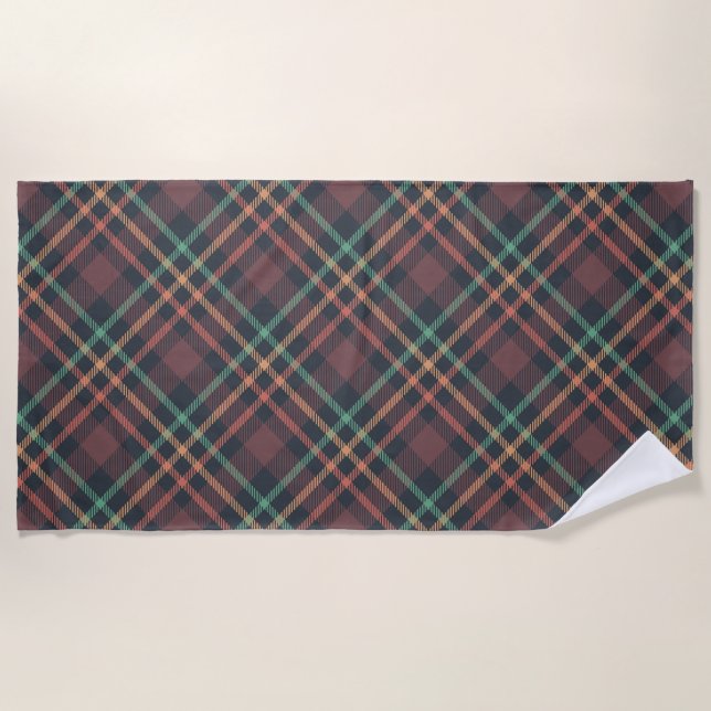 Classic Plaid Pattern Beach Towel (Front)