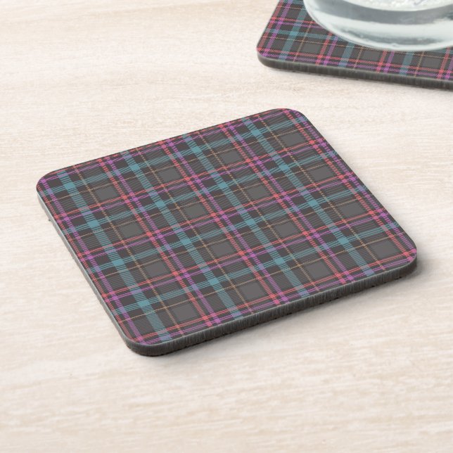 Classic Plaid Pattern Beverage Coaster (Left Side)