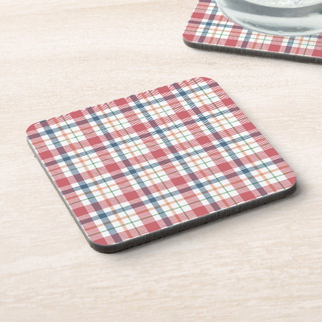 Classic Plaid Pattern Beverage Coaster (Left Side)