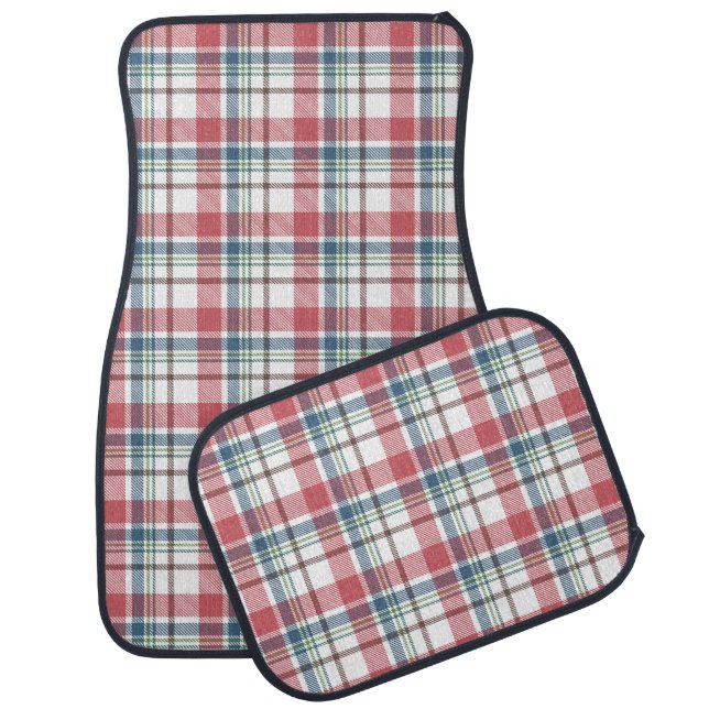 Classic Plaid Pattern Car Floor Mat (Set)
