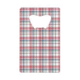 Classic Plaid Pattern Credit Card Bottle Opener