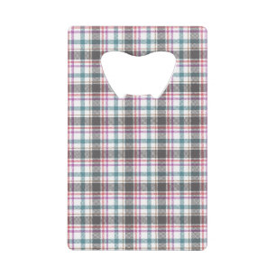 Classic Plaid Pattern Credit Card Bottle Opener