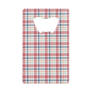 Classic Plaid Pattern Credit Card Bottle Opener