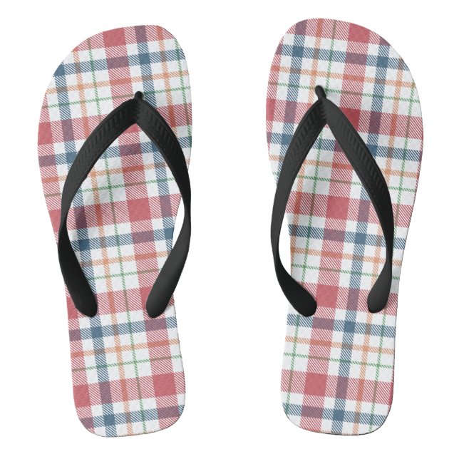 Classic Plaid Pattern Flip Flops (Footbed)