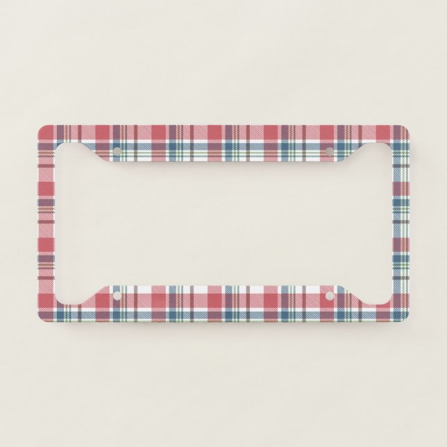 Classic Plaid Pattern License Plate Frame (Front)