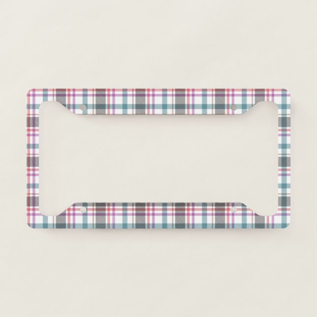 Classic Plaid Pattern License Plate Frame (Front)