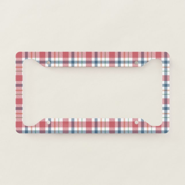 Classic Plaid Pattern License Plate Frame (Front)
