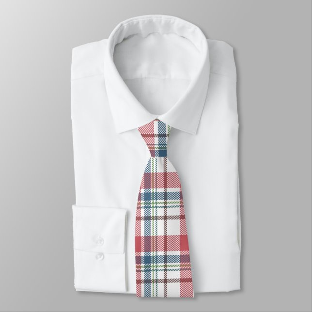 Classic Plaid Pattern Neck Tie (Tied)