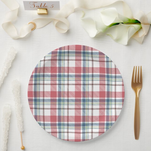 Classic Plaid Pattern Paper Plates (Wedding)