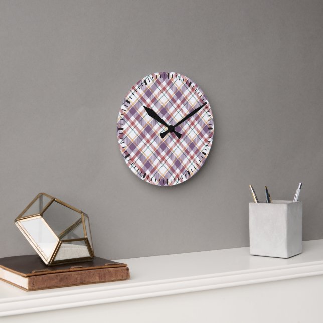 Classic Plaid Pattern Round Clock (Office)