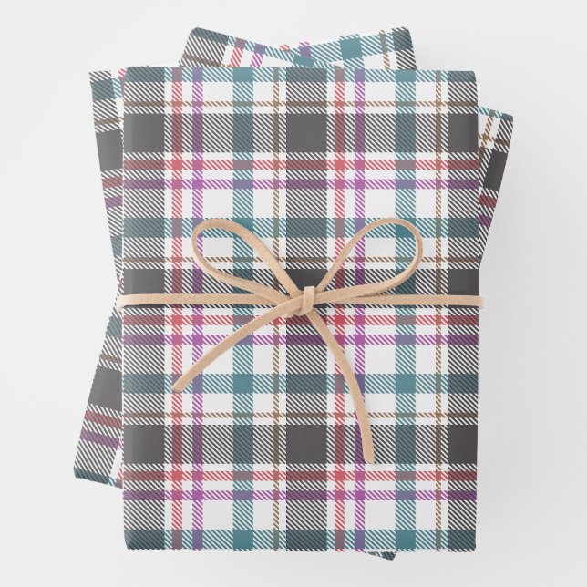 Classic Plaid Pattern Wrapping Paper Sheets (In situ)