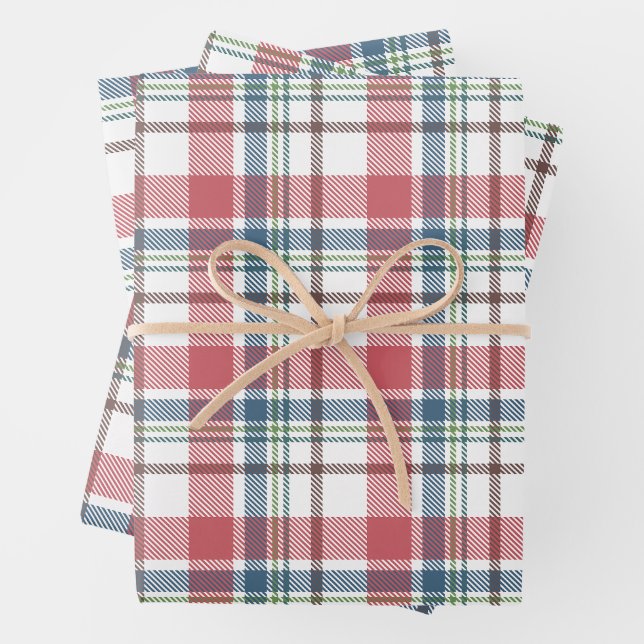 Classic Plaid Pattern Wrapping Paper Sheets (In situ)