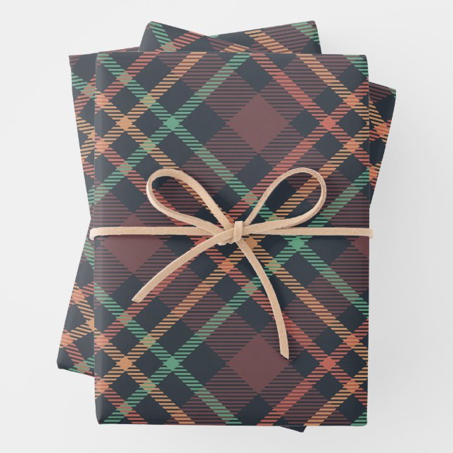 Classic Plaid Pattern Wrapping Paper Sheets (In situ)