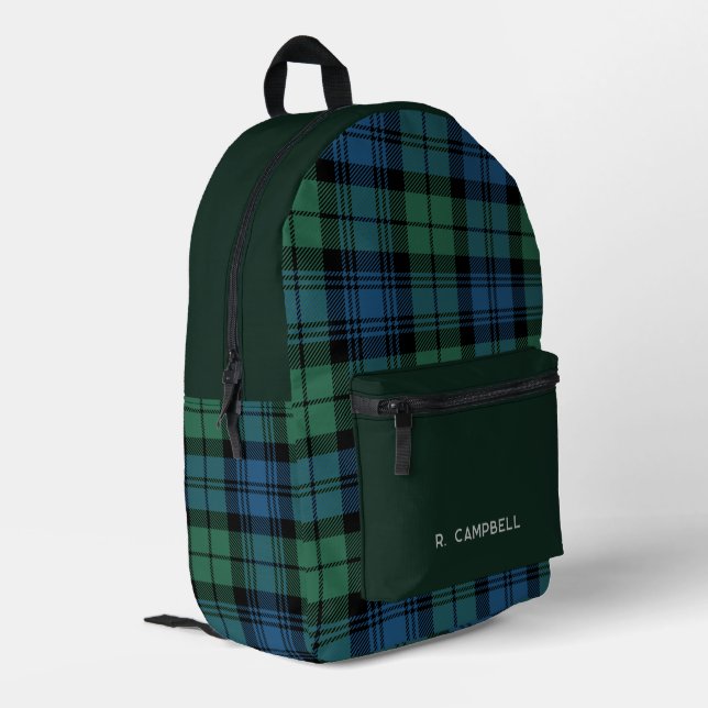 Classic Plaid Personalized Campbell Tartan Printed Backpack (Back Corner Left)