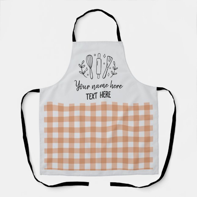 Classic Plaid Personalized Matching Family Aprons (Front)