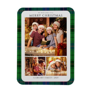 Classic Plaid Photos Tartan Christmas Holiday Magnet