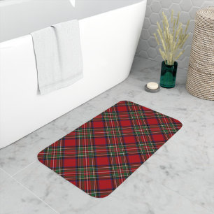 Classic Plaid Red and Green Clan Stewart Tartan Bath Mat