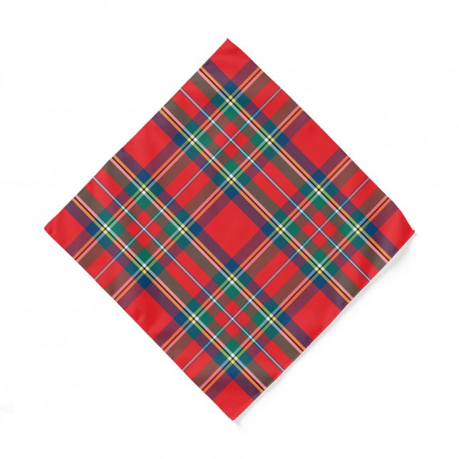 Classic Plaid Red Blue Green Bandana (Front)