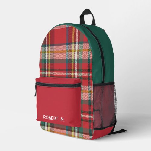 Classic Plaid Rustic Personalized Printed Backpack