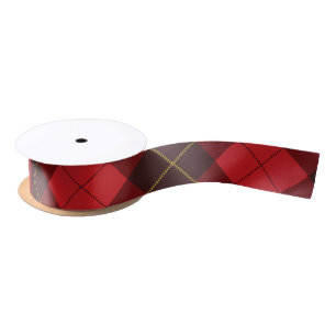 Classic Plaid Rustic Red Burgundy Tartan Satin Ribbon
