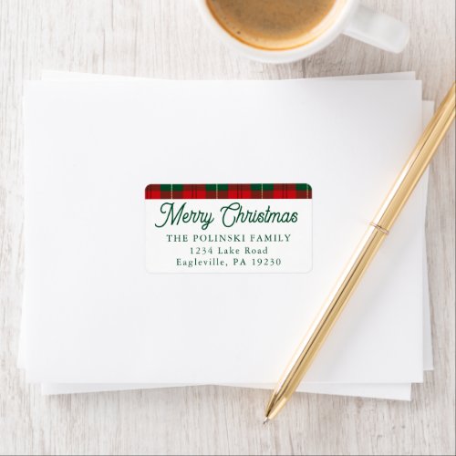 Classic Plaid Simple Christmas Return Address Label