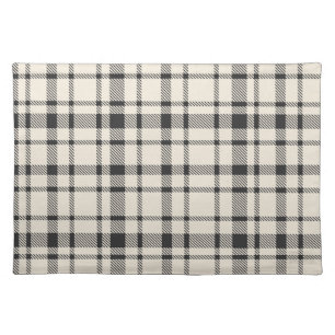 Classic Plaid Tartan Pattern-Black & White Cloth Placemat