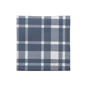 Classic Plaid Tartan Pattern-Dark Navy & White Cloth Napkin