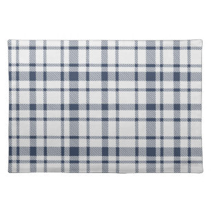 Classic Plaid Tartan Pattern-Dark Navy & White Cloth Placemat