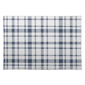 Classic Plaid Tartan Pattern-Dark Navy & White Cloth Placemat