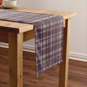 Classic Plaid Tartan Pattern-Eggplant Color Short Table Runner