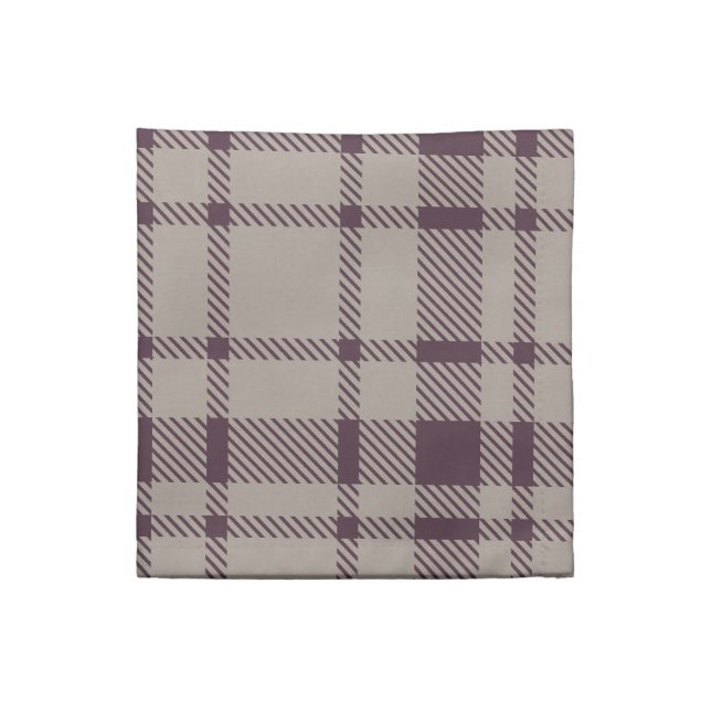 Classic Plaid Tartan Pattern-Eggplant & Taupe Cloth Napkin (Quarter Fold)