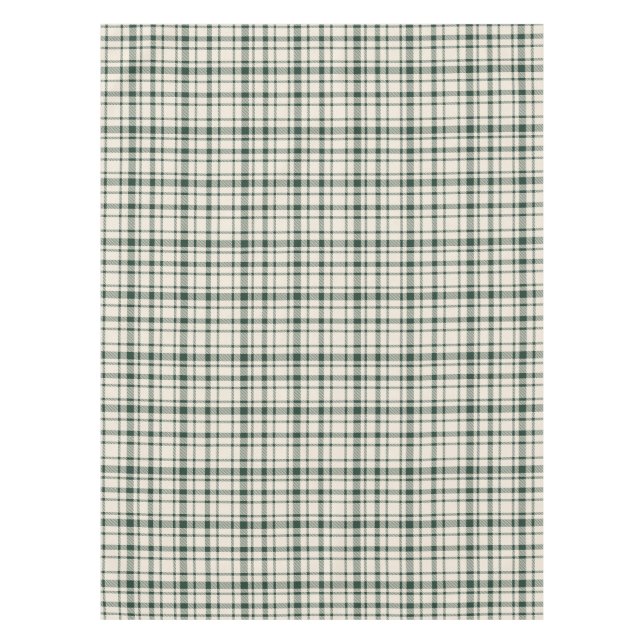 Classic Plaid Tartan Pattern-Emerald & Cream Tablecloth (Front)