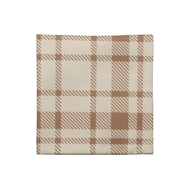 Classic Plaid Tartan Pattern-Light Brown & Taupe Cloth Napkin (Quarter Fold)