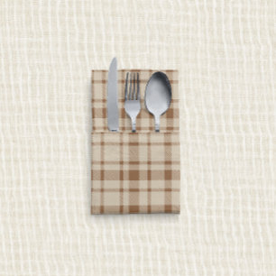 Classic Plaid Tartan Pattern-Light Brown & Taupe Cloth Napkin