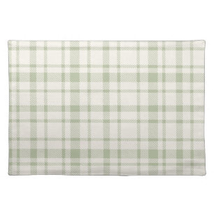 Classic Plaid Tartan Pattern-Mint Green & Cream Cloth Placemat