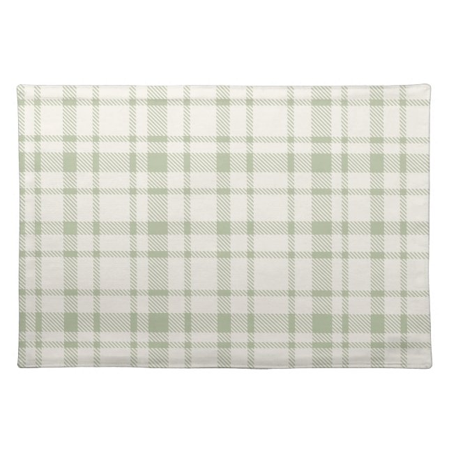 Classic Plaid Tartan Pattern-Mint Green & Cream Cloth Placemat (Front)