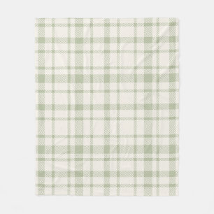 Classic Plaid Tartan Pattern-Mint Green & Cream Fleece Blanket