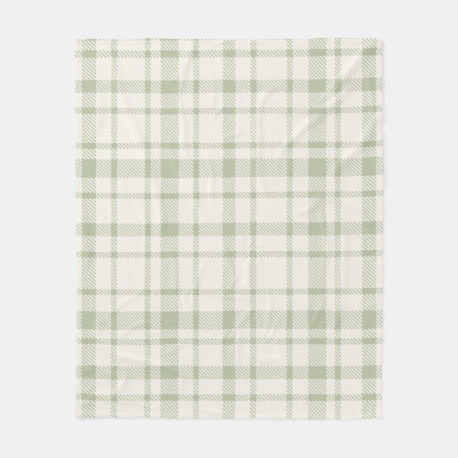 Classic Plaid Tartan Pattern-Mint Green & Cream Fleece Blanket (Front)