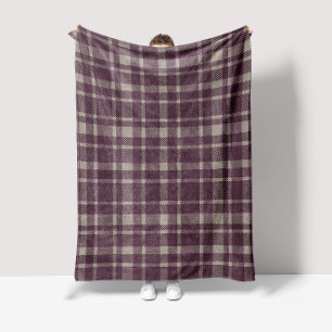 Classic Plaid Tartan Pattern-Muted Eggplant Fleece Blanket