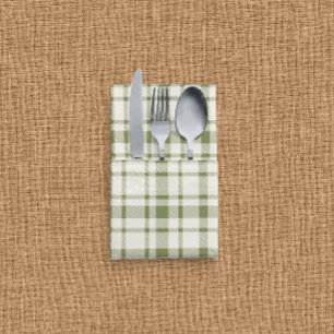 Classic Plaid Tartan Pattern-Olive Green & Cream Cloth Napkin