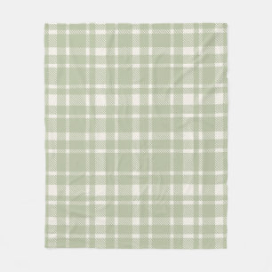 Classic Plaid Tartan Pattern-Soft Green & Ivory Fleece Blanket