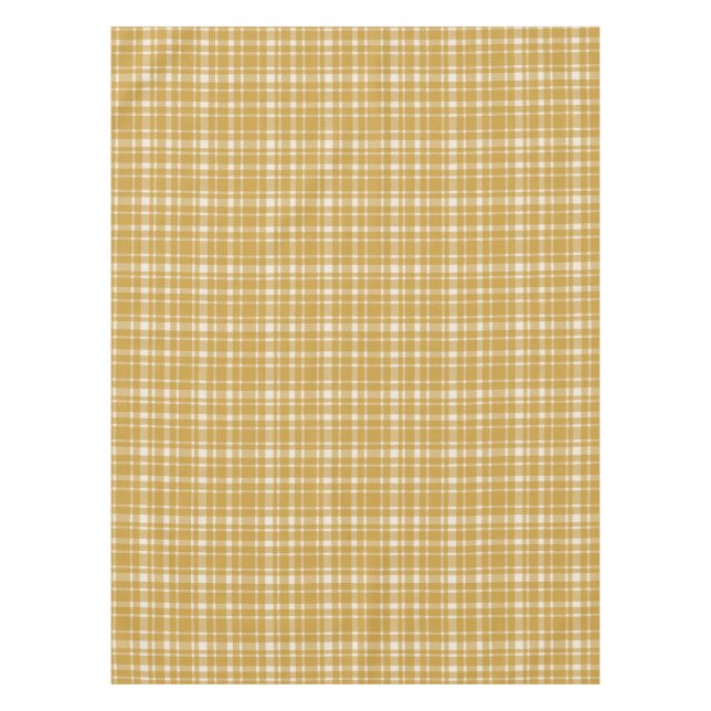 Classic Plaid Tartan Pattern-Yellow & Cream Taupe Tablecloth (Front)