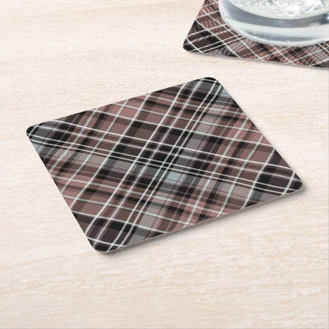 Classic Plaid Tartan  Square Paper Coaster (Angled)