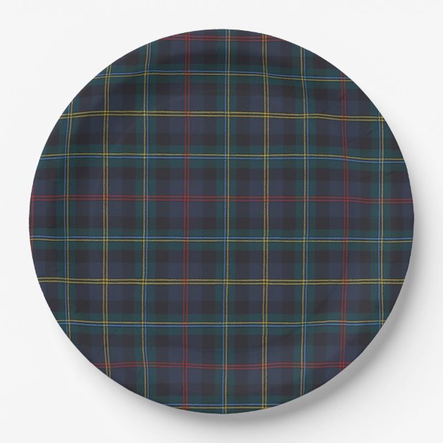 Classic Plaid Teddy Bear Baby Shower Paper Plates (Front)