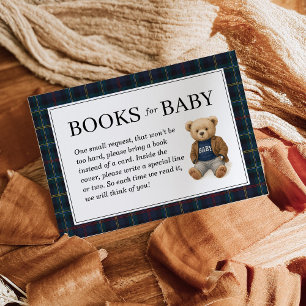 Classic Plaid Teddy Bear Books for Baby Cards 
