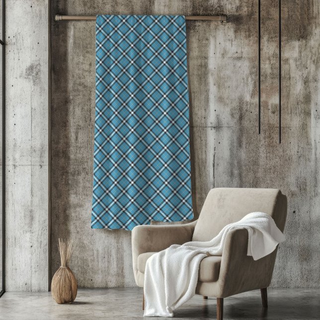 Classic Plaid Throw in Blue and Yellow Tones Fleece Blanket (Classic Plaid Throw in Blue and Yellow Tones)